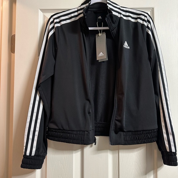 adidas Jackets & Blazers - Adidas Black Track Jacket with White Stripes